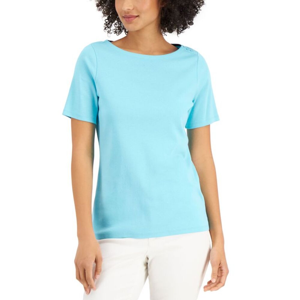 Charter Club Cotton Boat-Neck Top